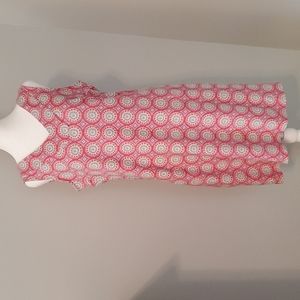 Talbots Sleeveless 100% Cotton Dress with Pink Geometric Circles Size M